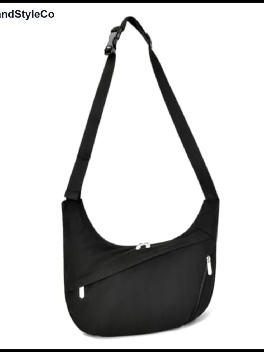 Water-Resistant Nylon Crescent Crossbody Bag for Women, Adjustable Strap,